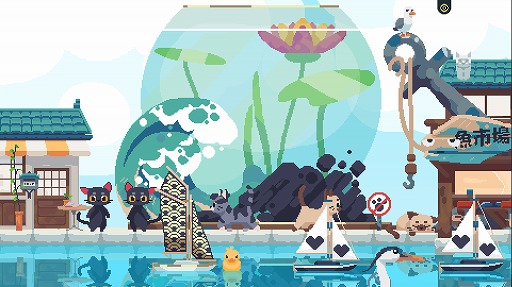 画像ギャラリー No.001のサムネイル画像 / お刺身派ねこも,日向ぼっこ派ねこも大満足。ねこがお客さんになる“猫の島”づくりゲーム「キャットアイランド」がSteamで本日発売