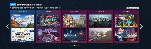 画像ギャラリー No.003のサムネイル画像 / Steamの「パーソナルカレンダー」機能が正式リリース。プレイ傾向をもとに，新作や近日発売のおすすめゲームを紹介