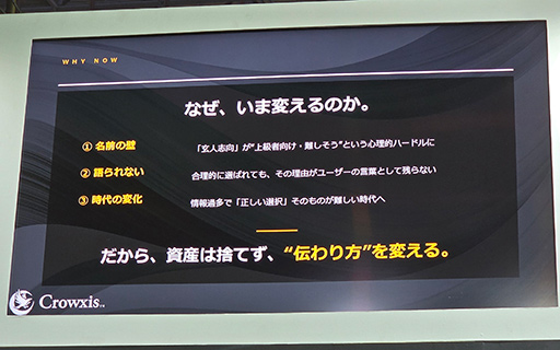 画像ギャラリー No.006のサムネイル画像 / 玄人志向は「名前の壁」や「語りにくさ」の問題を抱えていた。新ブランド「Crowxis」のコンセプトと製品展開が明らかに［TGS2026］