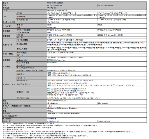 ASUSRTX 20꡼9CoreܤΥPCROG STRIX GL12CX