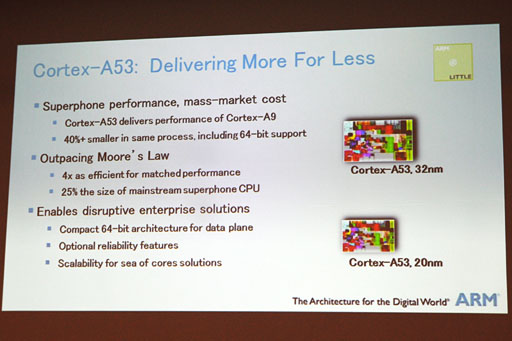 画像集#008のサムネイル/ARM,64bit対応のプロセッサIPコア「Cortex-A50」を解説。big.LITTLEで性能と低消費電力性の両方を引き上げる