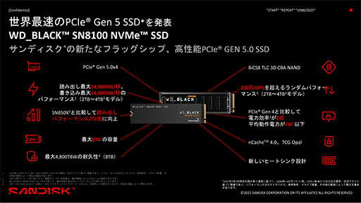 ꡼ No.004Υͥ / PCIe 5.0бǤ®ʤäM.2 SSDWD_BLACK SN8100פ6ܤȯ䡣̤1/2/4TBǡ8TBǥȯ