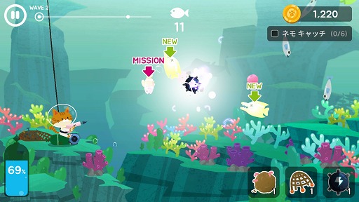画像ギャラリー No.005のサムネイル画像 / 可愛い猫がモリで魚を仕留めるシューティングゲーム「モリにゃん」を紹介する「（ほぼ）日刊スマホゲーム通信」第1840回