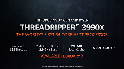 AMD1ѥå64128åɤ¸CPURyzen Threadripper 3990Xפ28ȯ䡣ʤ50