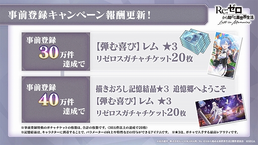 画像ギャラリー No.002のサムネイル画像 / 「リゼロス」,事前登録40万人達成で装備アイテム「記憶結晶★3」をプレゼント
