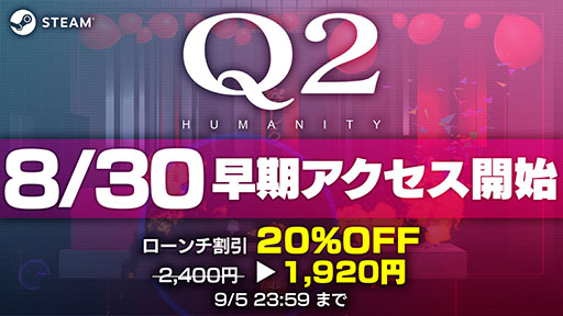 ʪ黻ѥ륲Q2 HUMANITYסSteamǤ830˳ϡ⡼ȥץ쥤бǺ4ͤޤƱͷ٤