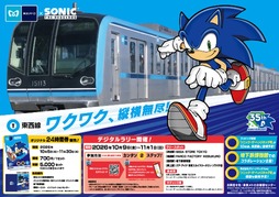 画像ギャラリー No.001のサムネイル画像 / 東西線15000系ラッピング車両「ソニック・ザ・ヘッジホッグ号」，10月5日から運行