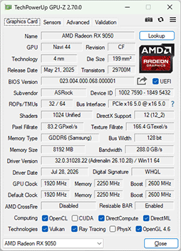 画像ギャラリー No.005のサムネイル画像 / RDNA 4世代のエントリーGPU「Radeon RX 9050」の実力は？ GeForceのエントリー級「GeForce RTX 5050」と比較してみた