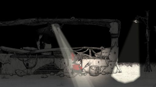 画像ギャラリー No.007のサムネイル画像 / ボールペンで描かれたキャラクターたちが，不気味な怪物がはびこる暗闇世界で旅をする。PC版「HINO」，Steamストアページを公開