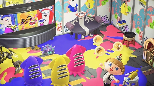 画像ギャラリー No.005のサムネイル画像 / 「あつまれ どうぶつの森」，「スプラトゥーン レイダース」コラボのマイデザイン配布開始。イカのタンクトップとコジャケのうちわが登場