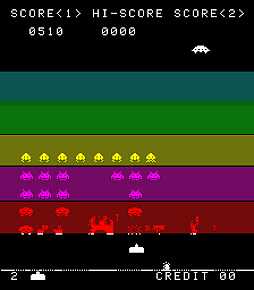 画像ギャラリー No.004のサムネイル画像 / アケアカ版「スペースインベーダー」,12月25日配信。白黒版とカラー版を収録し,サウンドは当時の鳴り方を極限まで再現