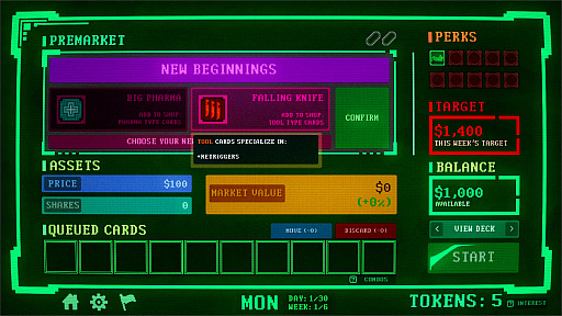 画像ギャラリー No.006のサムネイル画像 / ローグライクデッキ構築ゲーム「Insider Trading」,2026年2月18日に発売予定。チャンスとリスクを見極め,最大利益を狙え