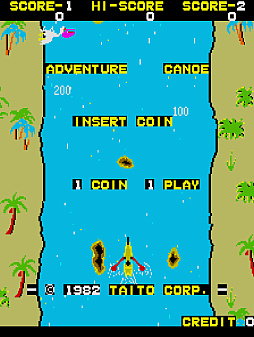 画像ギャラリー No.001のサムネイル画像 / 1982年にタイトーから発売された「アドベンチャーカヌー」，アケアカで2月19日配信開始。カヌーを漕いで障害物を避けながらゴールを目指せ