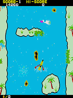 画像ギャラリー No.006のサムネイル画像 / 1982年にタイトーから発売された「アドベンチャーカヌー」，アケアカで2月19日配信開始。カヌーを漕いで障害物を避けながらゴールを目指せ