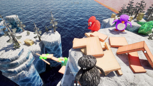 画像ギャラリー No.004のサムネイル画像 / 最大8人協力の橋づくりゲーム「LINK penguins」，4月7日にSteamでリリース。木，机，ピアノなど，さまざまなものが橋の材料となる