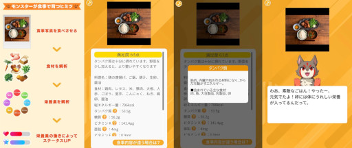 画像ギャラリー No.004のサムネイル画像 / AI食事解析を使ったモンスター育成ゲーム「Eat Up Monster」，スマホ向けにリリース。栄養バランスがいいと，モンスターが成長しやすい