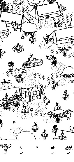 画像ギャラリー No.005のサムネイル画像 / モノクロの世界のなかにある,静かな驚き。「Hidden Folks+」の素朴で温かな風景に癒されよう(今日から始めろApple Arcade #63)