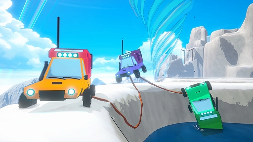 画像ギャラリー No.004のサムネイル画像 / ロープでつながれた車を操作して山頂を目指す。4人協力ドライビングゲーム「Dangerous Mountain Together」，Steamで配信開始