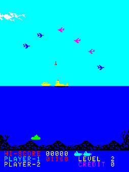 画像ギャラリー No.003のサムネイル画像 / アケアカ版「ポラリス」，4月9日配信。潜水艦を操作し，戦闘機や艦船，潜水艦など，全方位からの攻撃に立ち向かうシューティングゲーム