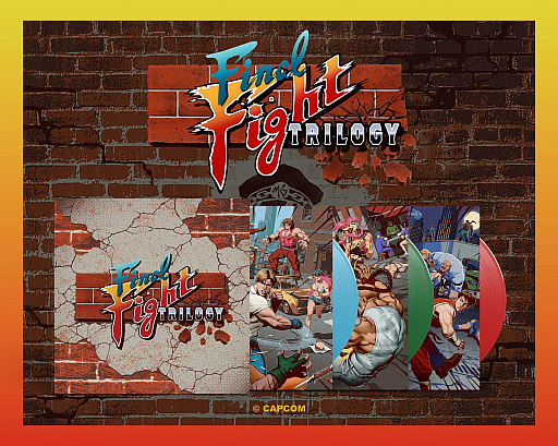 画像ギャラリー No.002のサムネイル画像 / SFC版「ファイナルファイト」3部作のLPレコード予約受付中。コーディー,ガイ,ハガーのコスチュームにちなんだ3色レコードには「ファイナルファイト・ガイ」の特典CDの曲も収録