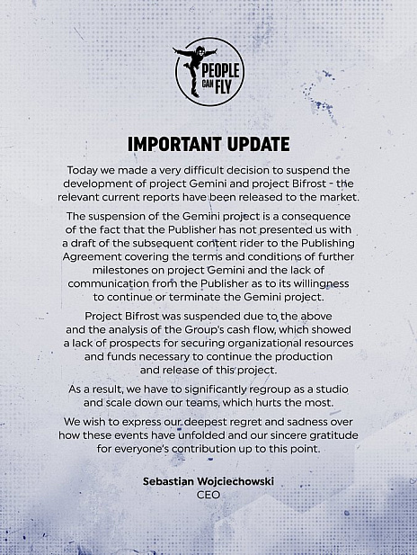 画像ギャラリー No.001のサムネイル画像 / People Can Flyが2つの開発プロジェクトを中止。1つはスクウェア・エニックスタイトル